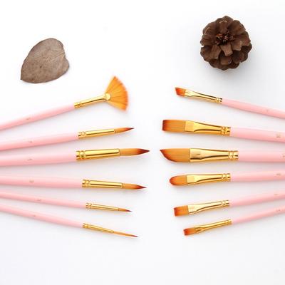 12 Pcs Artist Paint Brush Set Nylon Hair Watercolor Tools Acrylic Oil Paint Brush Set Painting Supplies