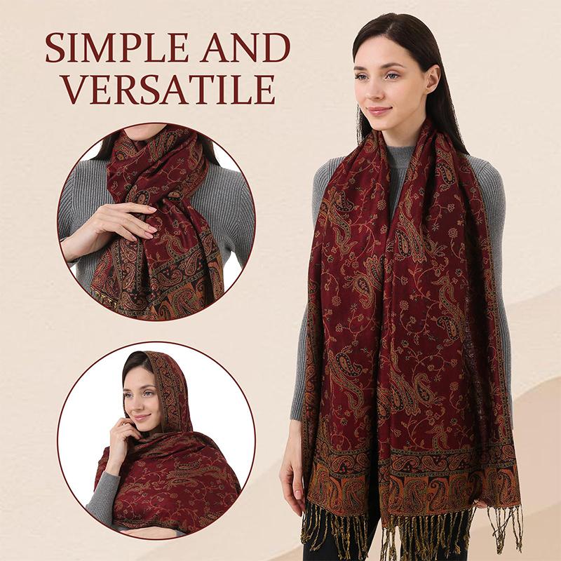 

Роскошный женский шарф в богемном стиле, зимняя шаль с жаккардовым узором пейсли, дизайнерский женский мусульманский хиджаб-пашмина 70x190cm