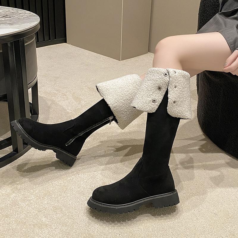 Female Chelsea Over The Knee Boots 2025 Winter Trend Shoes Women Side Zipper Boots Keep Warm Retro Two Wear Lady Long Boots