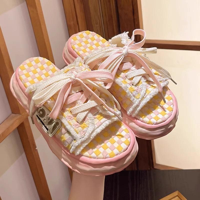 Dopamine slippers women's summer wear non-slip thick bottom heightening muffin cool slippers schoolgirl beach one-word drag