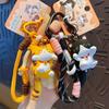 Niedliche Schwanzwedelnde Katze Katzen-Schlüsselanhänger Cartoon Kätzchen Harzanhänger Mädchen Taschenzubehör Schüler Schultasche Schlüsselanhänger Ring Anhänger