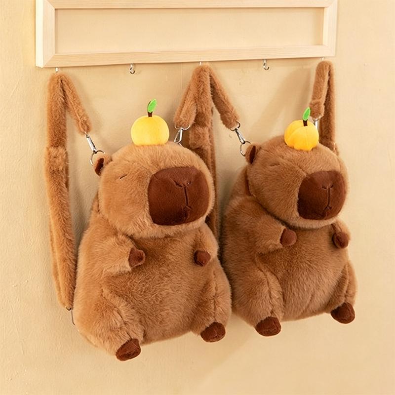 Capybara Plush Backpack Kawaii Fashion Plushie Doll Fur Pendant Children's Shoulder Bag Mini Knapsack Bags Gifts for Girlfriend