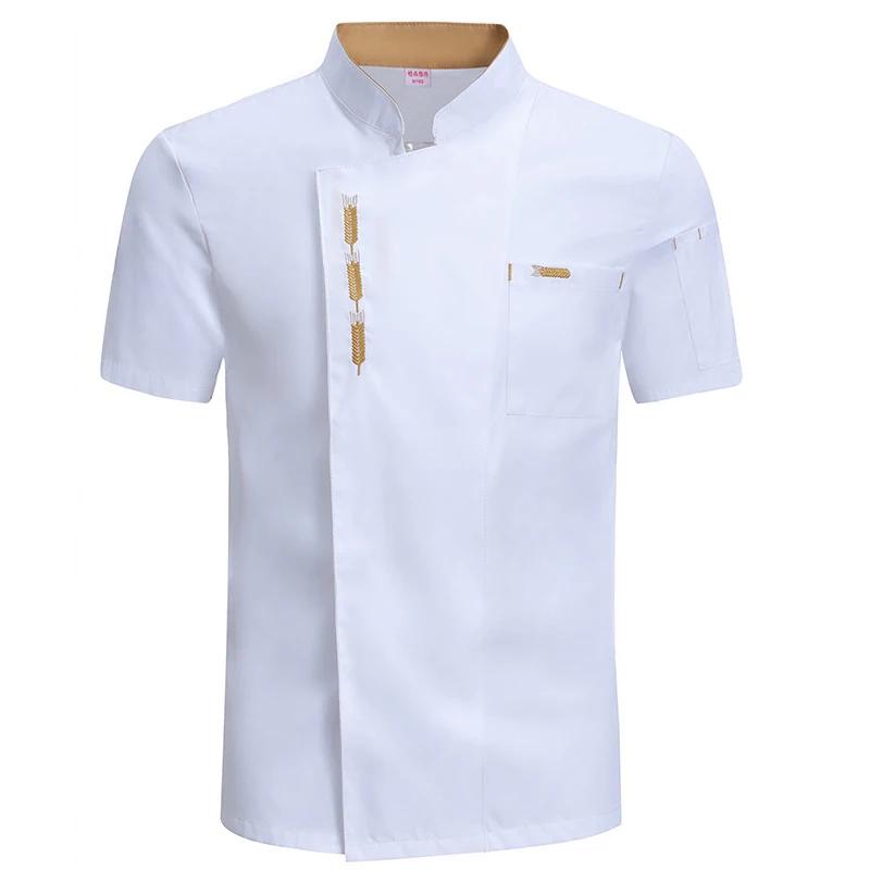 Sommar Herr Kortärmad Kockjacka Svart Uniform Kockrock Förkläde Arbetskläder Logotyp Kockshorts Andningsbar Restaurang Kök