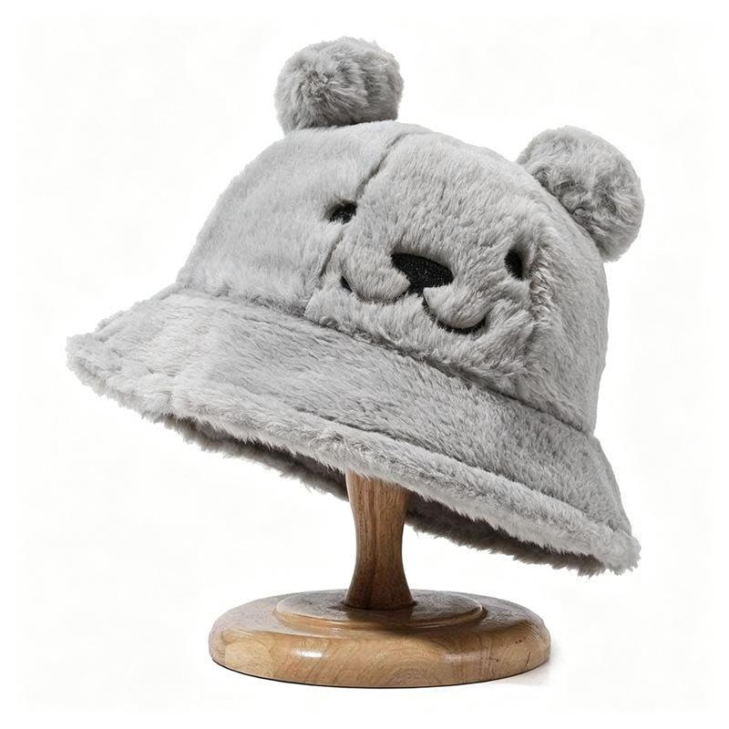 Autumn and Winter Rabbit Plush Fisherman Hat Bear Ears Female Fashion Versatile Face Cute Wind Warm Basin Hat