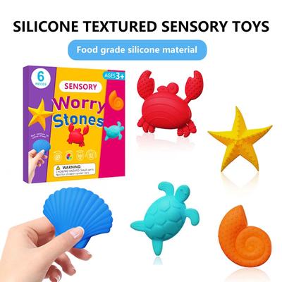 Children's  Sea World Toy Sensory Stones: Pack Of 6 Shaped Sensory Stones For Children With Stress Toys
