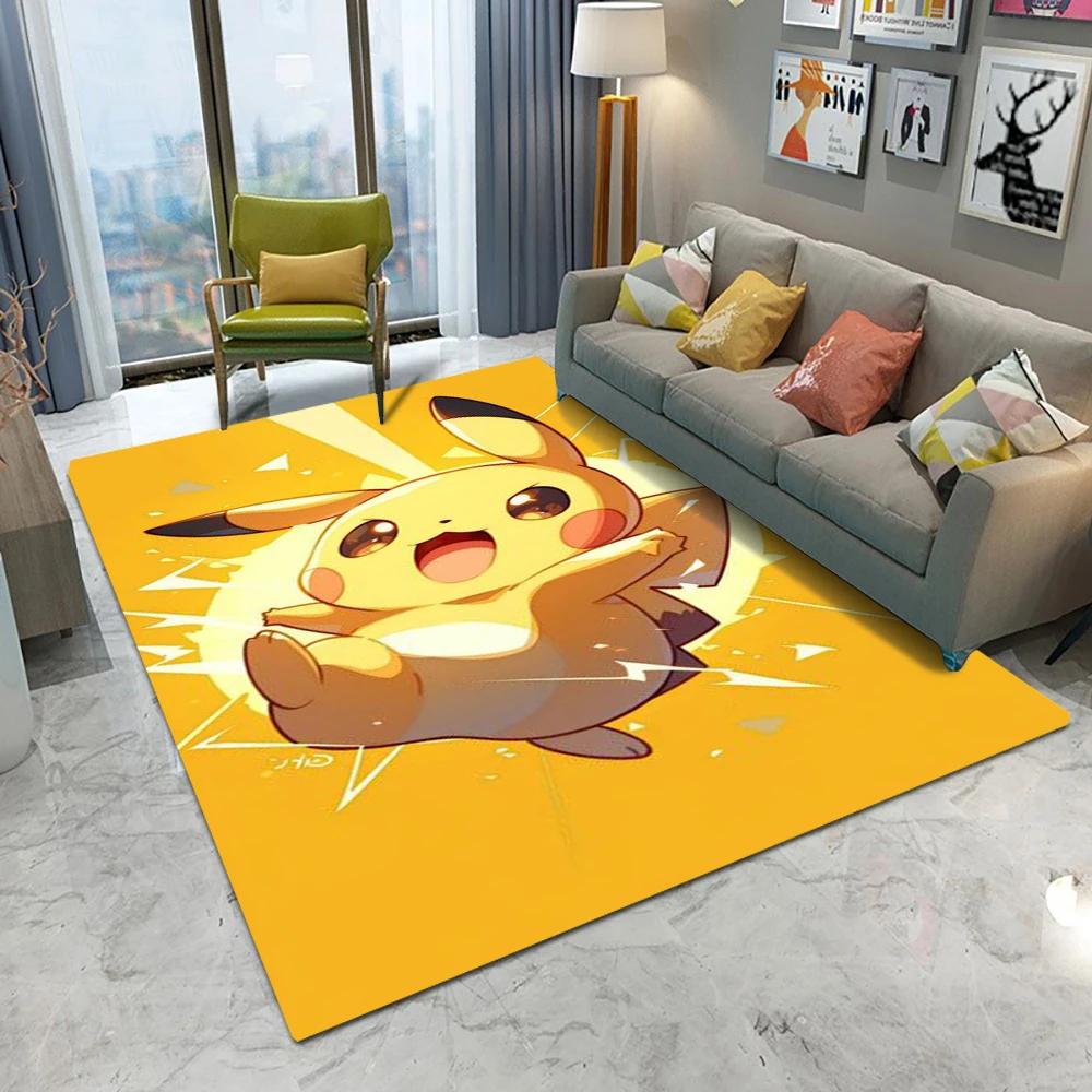  Pikachu Pokemon Kawaii Carpet Living Room Bedroom Kitchen Sofa Table Balcony Entrance Rug Non-slip Cartoon Cute Mat Decor