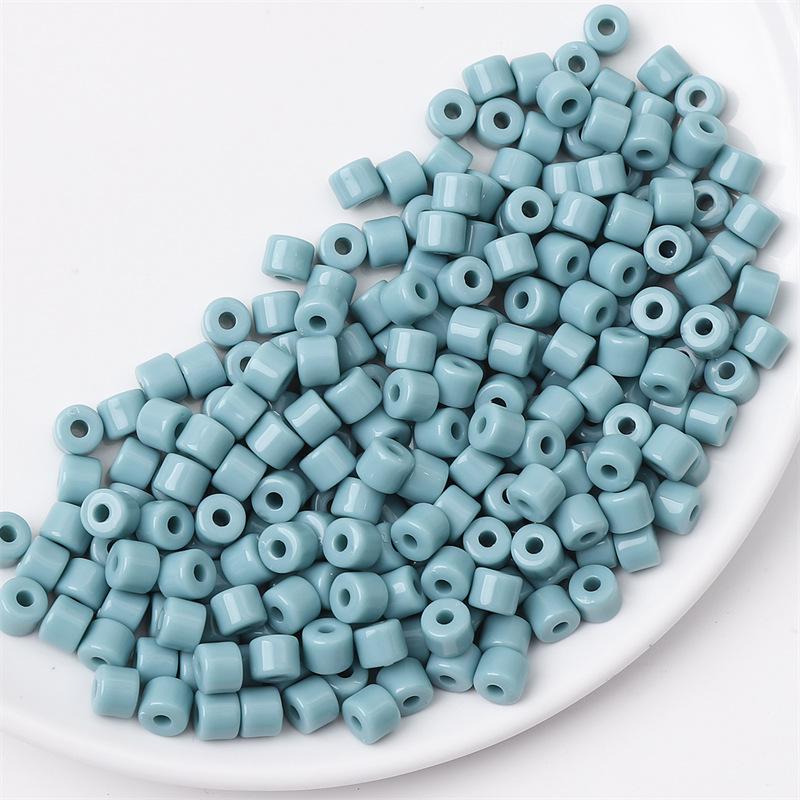 Acrylic Cream Solid Color Small Cylinder Beads for DIY Hairpin, Bracelet, Necklace Jewelry Accessories