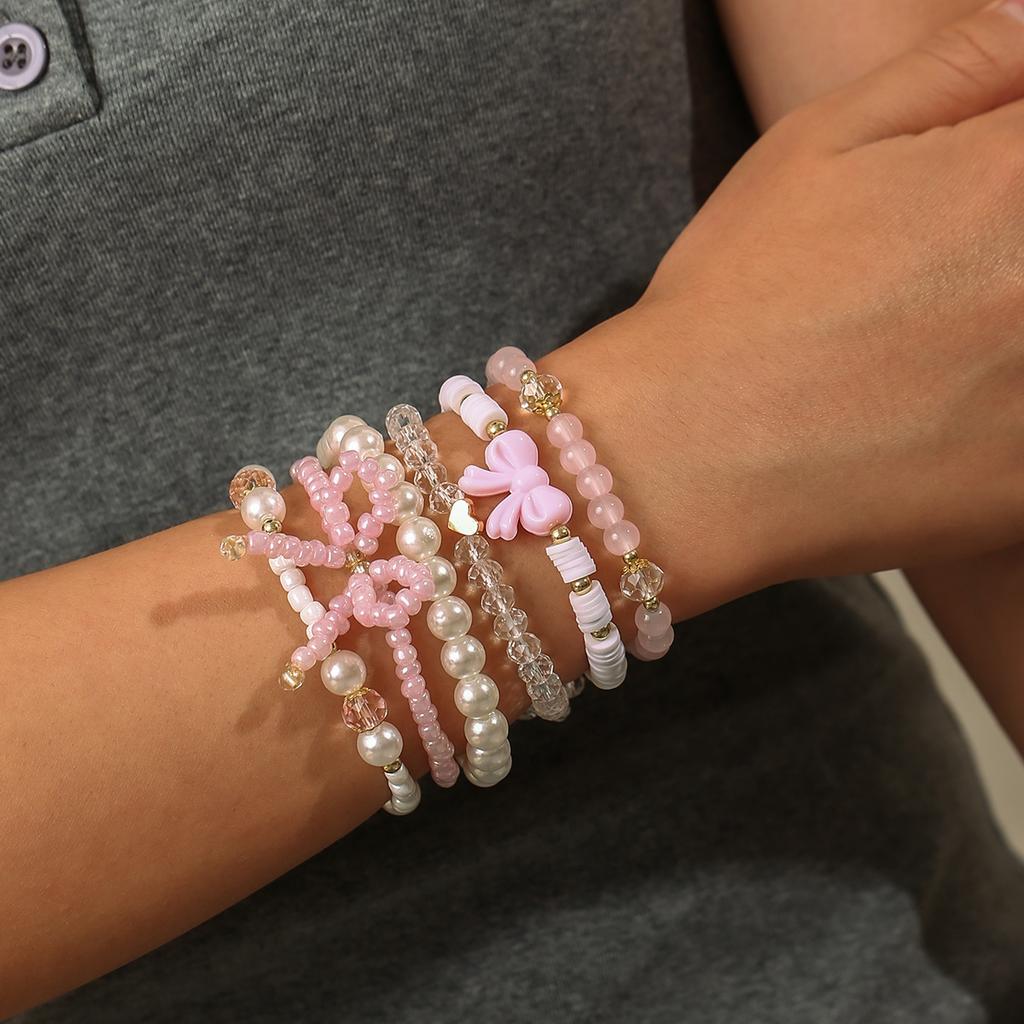 European and American New Love Pearl Bracelet Set Niche Temperament Women's Piece Set Bracelet Hand Jewelry