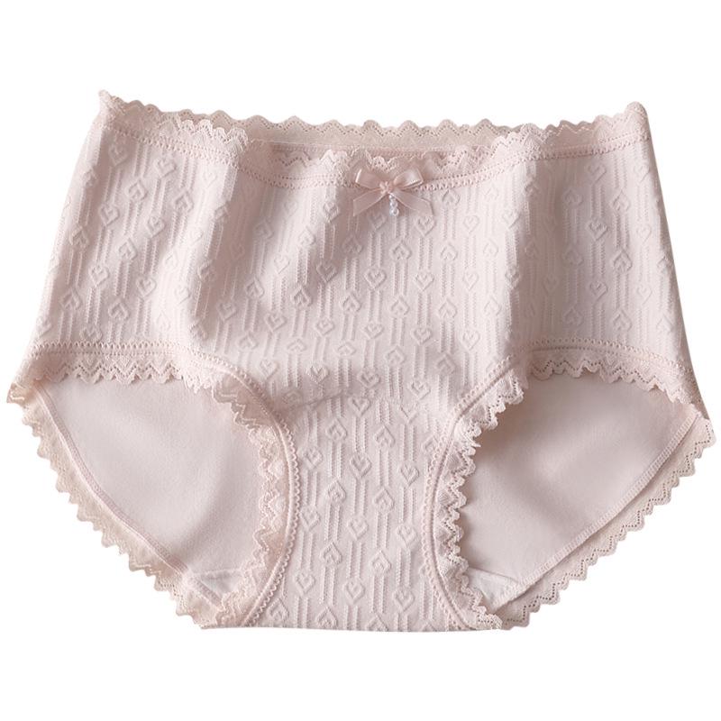 Girls' Seamless French Jacquard Lace Panties, Antibacterial Soft Triangle Briefs