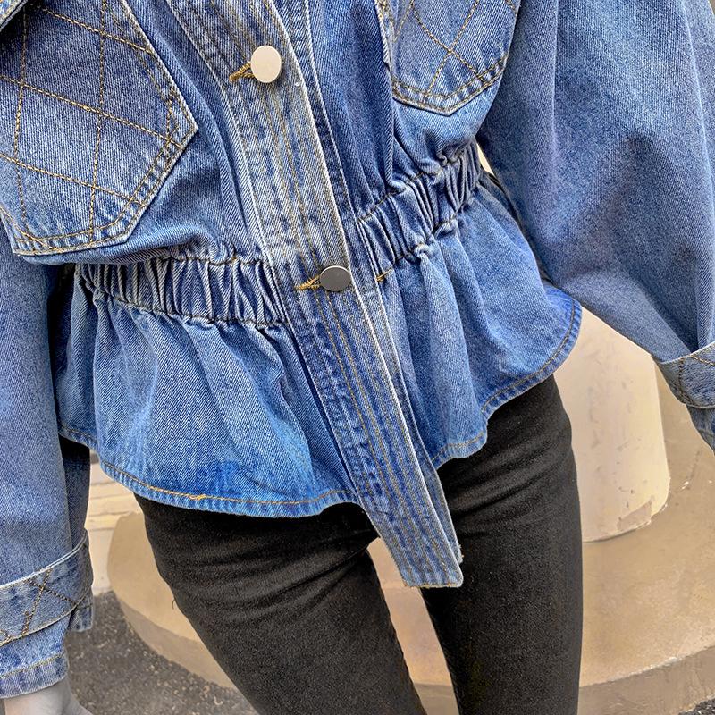 2026 Spring Women's Embroidered Denim Jacket - Korean Style, Loose V-neck, Short Waist-Cinching Fashion.
