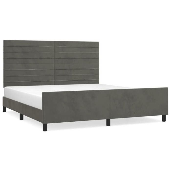 VidaXL Bed Frames with Headboard Dark Grey 160x200 Cm Velvet3125825
