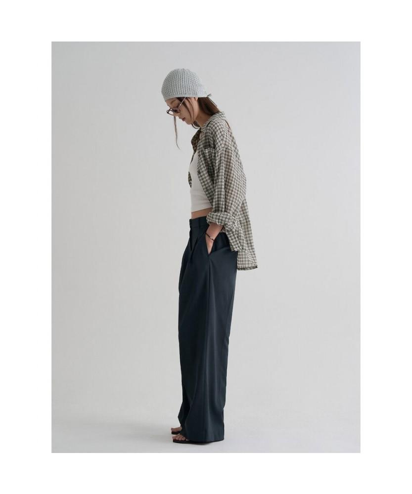8SECONDS Summer Double-Pleat Wide Slacks Ash