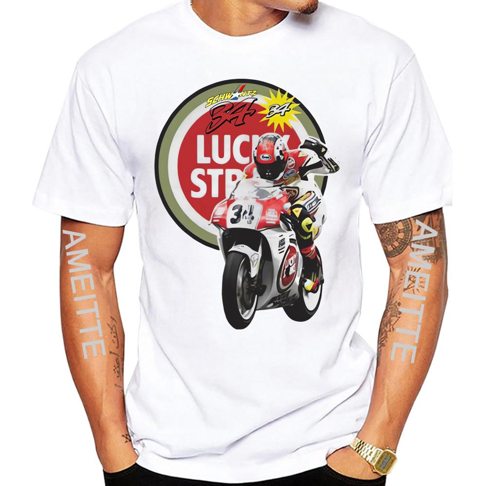 34 Kevin Schwantz Gp 2023 T-Shirt Sommer Unisex Kurzarm Gs Abenteuer Moto Sport Freizeit Weißes Oberteil Unisex Motorradfahrer T-Shirts