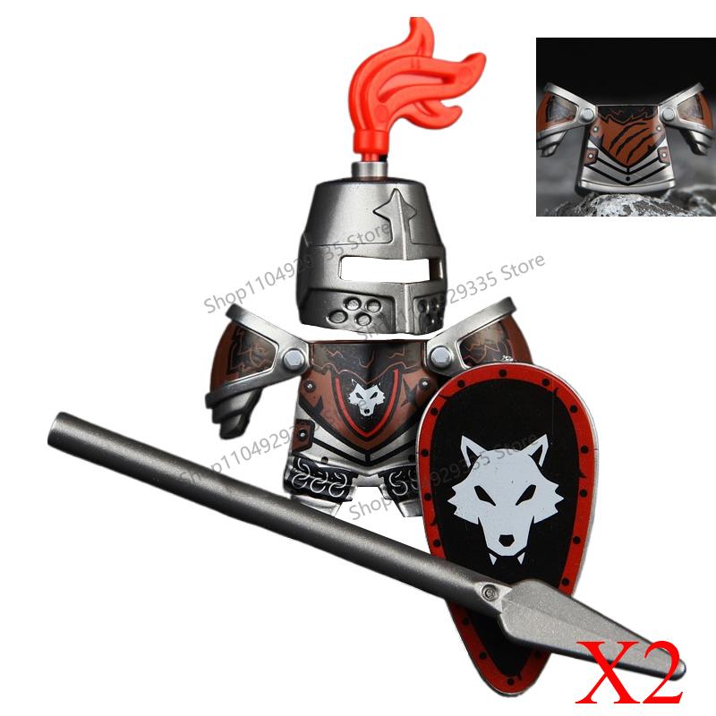 Medieval Military Soldiers Figures MOC Building Blocks Castle Black Eagle Wolf Octopus Griffin Ancient Knight Waffen Bricks Toys