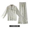 19mm 100% mulberry silk printed lapel long sleeved silk sleepwear comfortable home wear for women