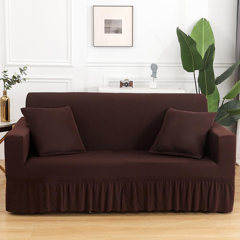High Elastic Stretchable Cushion Couch Sofa Cover with Skirt Seersucker Sofa Slipcover Easy Fitted  Furniture Protector