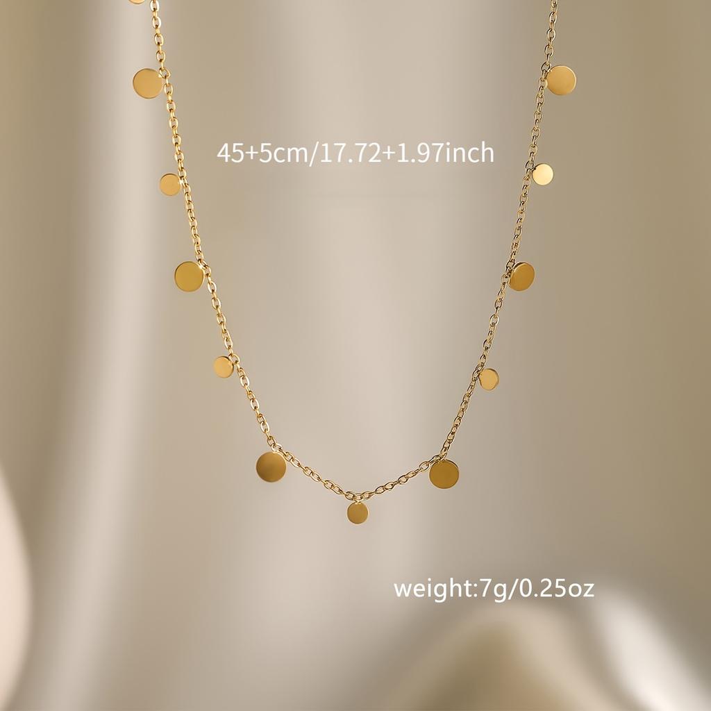 18K Gold Plated Stainless Steel Necklace – Round Bead Chain, Elegant Daily Wear & Vacation, Versatile All-Year Accessory for Women