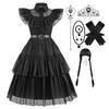 Mittwoch Addams Vintage Spitze Gothic Maxikleid für Mädchen 3 bis 8 Jahre