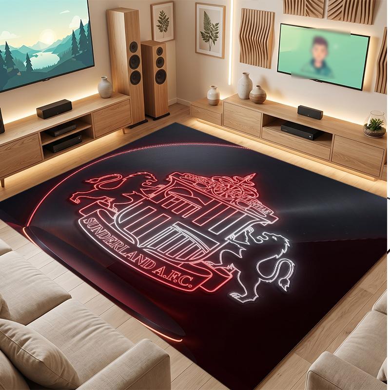 Tappeto in Velluto di Cristallo con Stampa del Sunderland Football Club, Comodo Assorbente d'Acqua Antiscivolo Tappeto per Pavimenti Interni