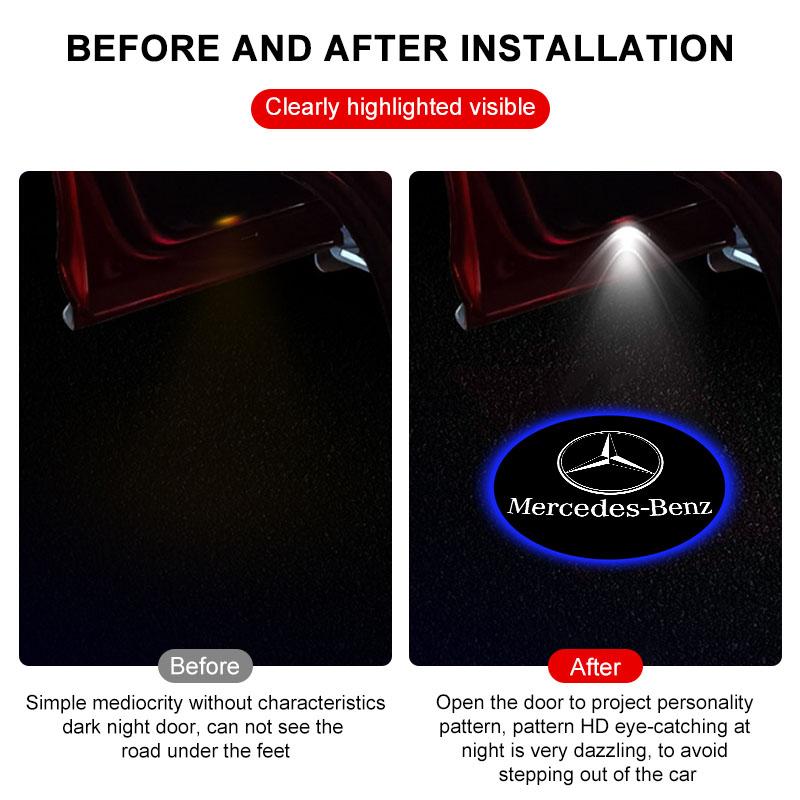 Car Door Wireless Welcome Light LED HD Projector Lamp Decoration Stickers For Mercedes Benz AMG W204 W213 W205 W211 W212 W176