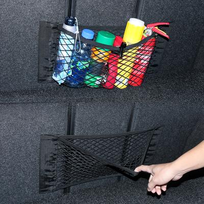 Double-layer Velcro Net Bag for Car Trunk Storage - Elastic Fire Extinguisher Fixing Rack