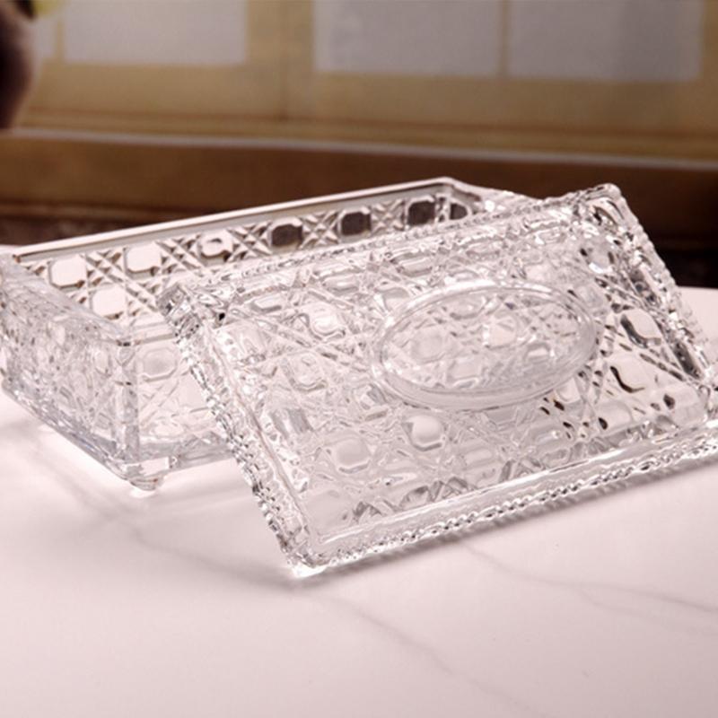 Minimalist Glass Tissue Box Organizer For Countertop Decoration And Small Item Storage Paper Towel Dispenser