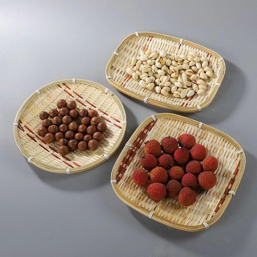 Vegetable Food Storage Basket Bread Round Snack Basket Rustic Woven Basket  for Fruit Vegetables