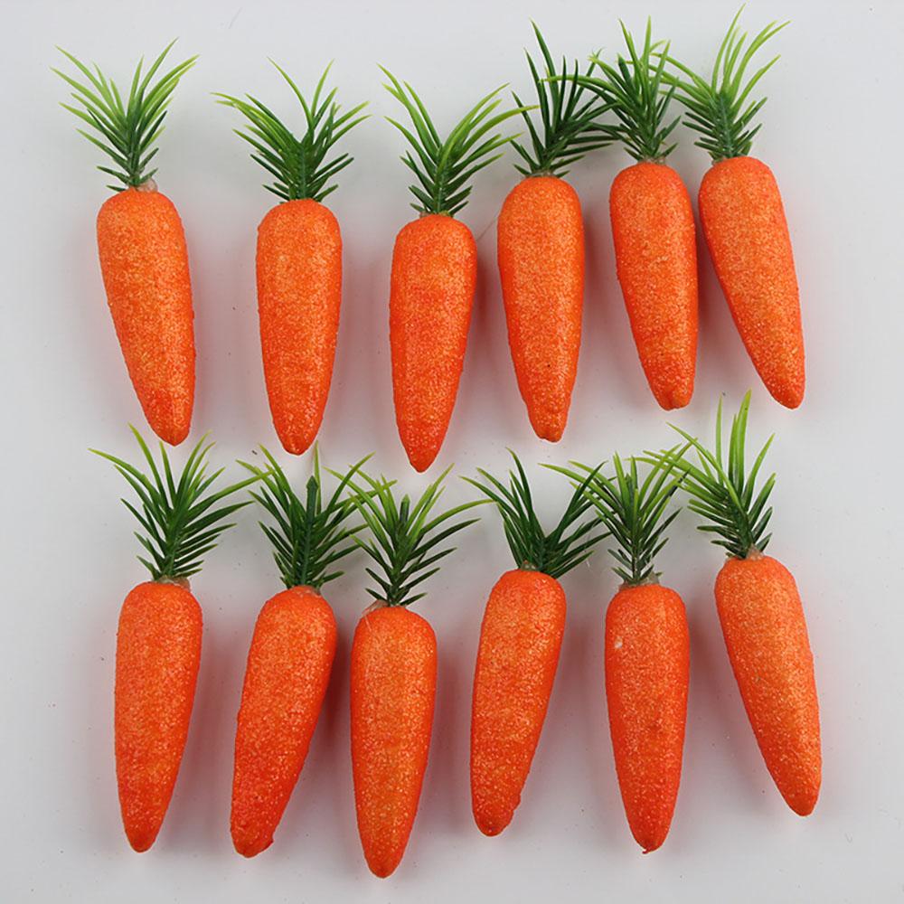12Pcs Realistic Artificial Simulation Carrot Easter Decoration Lightweight Foam Lifelike Fake Vegetable Craft Miniature Prop