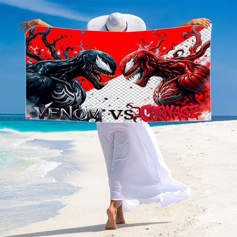 Black-Venom Print Beach Towel, Large Soft Quick Dry Towel for Beach Camping Swimming