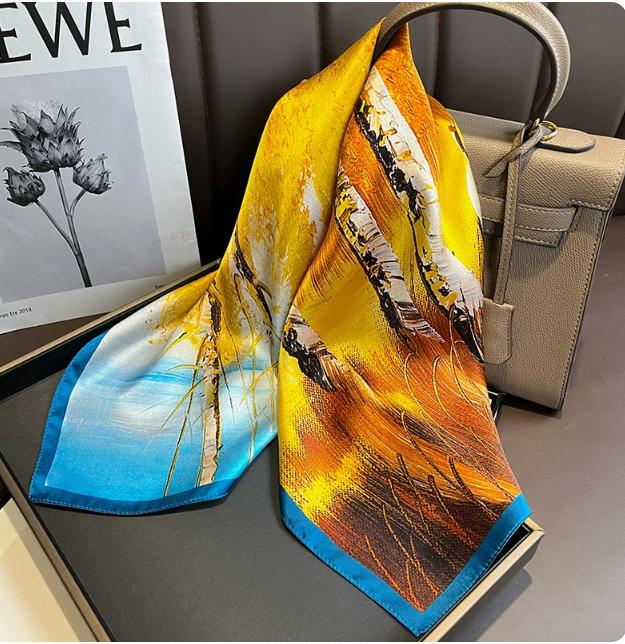 

100% шелковый шарф женский шелковичный роскошный высококачественный квадратный модный принт для волос шейный платок дамская шаль обертывания хиджаб бандана шарфы 70x70cm