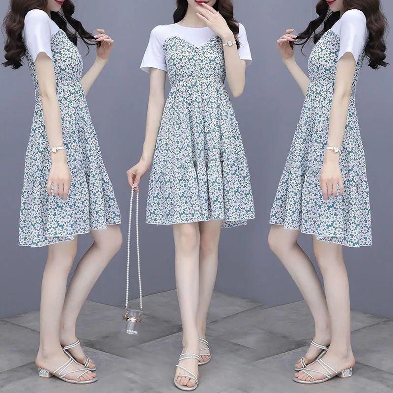 2026 Summer Floral Chiffon Petite Dress: Elegant, Youthful Two-Piece Style