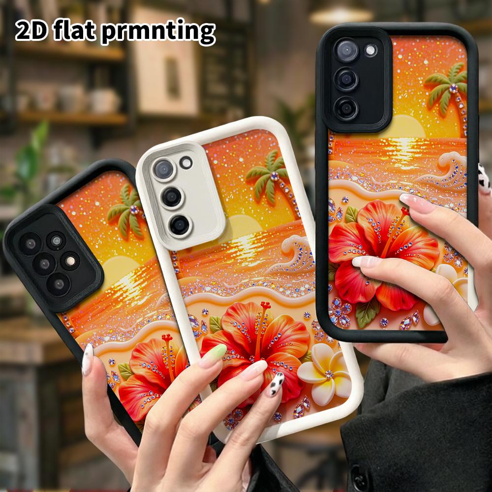 Phone Case: 2D Flat Samsung Galaxy A34 A35 M05 M06 S20 S22 S21 FE Plus 5G Tiered Protective Case, Seaside Sunset, Christmas and Halloween Gift