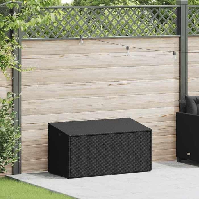 VidaXL Boîte de rangement de jardin noir 110x50x58 cm résine tressée, coffre de rangement de jardin, boîte de rangement de 4104069