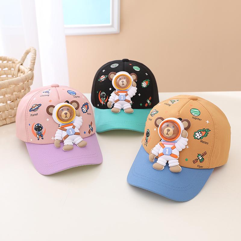 1pcs Kids Fashion Baseball Caps For Cartoon Cute Bear Retro Hip Hop Hat Unisex Street Adjustable Sun Visor Cap