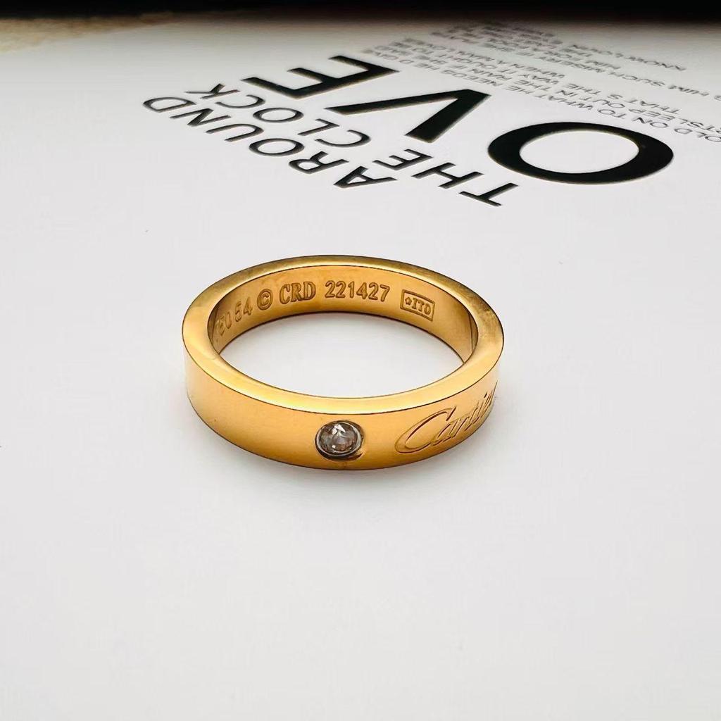 Rose Gold Titanium Steel Diamond Couple Ring - Trendy Kaga Signature Unisex Ring