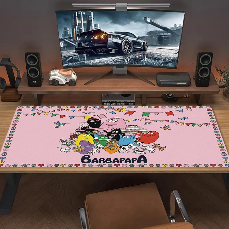 Barbapapa Color Mouse Pad Large Gaming Table Cushion Non-slip Laptop Tablet Big Mousepad XXL Mat Mini PC Playmat With Lock edge