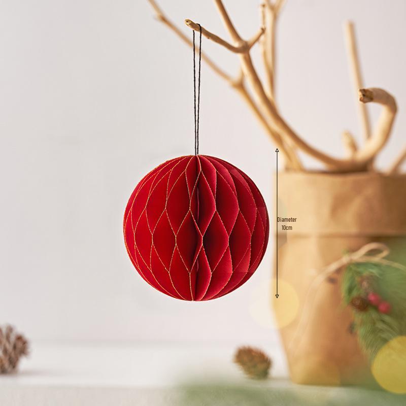Irregular Shape Paper Honeycomb Christmas Tree Ornaments - Small Pendant & Honeycomb Ball Decor.