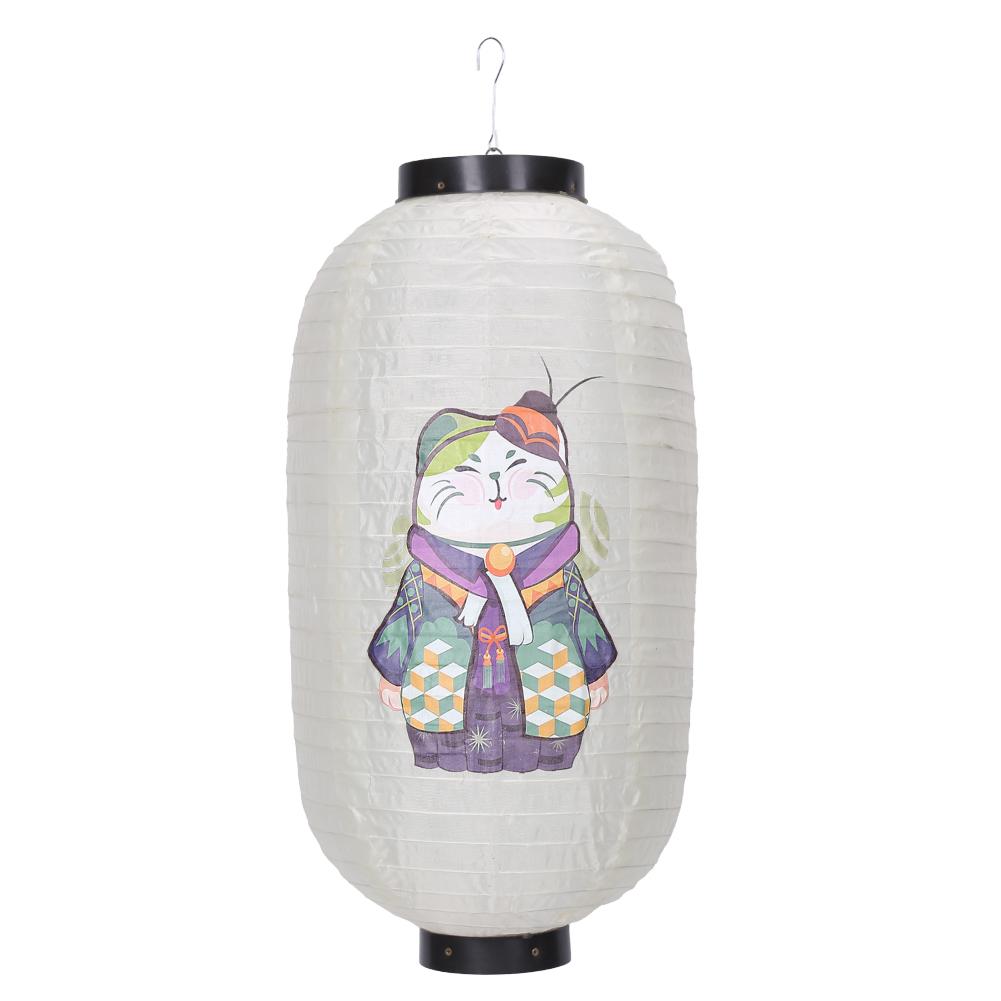 Retro Japanese Style Hanging Lantern Lucky Cat Printed Sashimi Sushi Pub Bistro Restaurant Izakaya Decor Silk Lantern Waterproof
