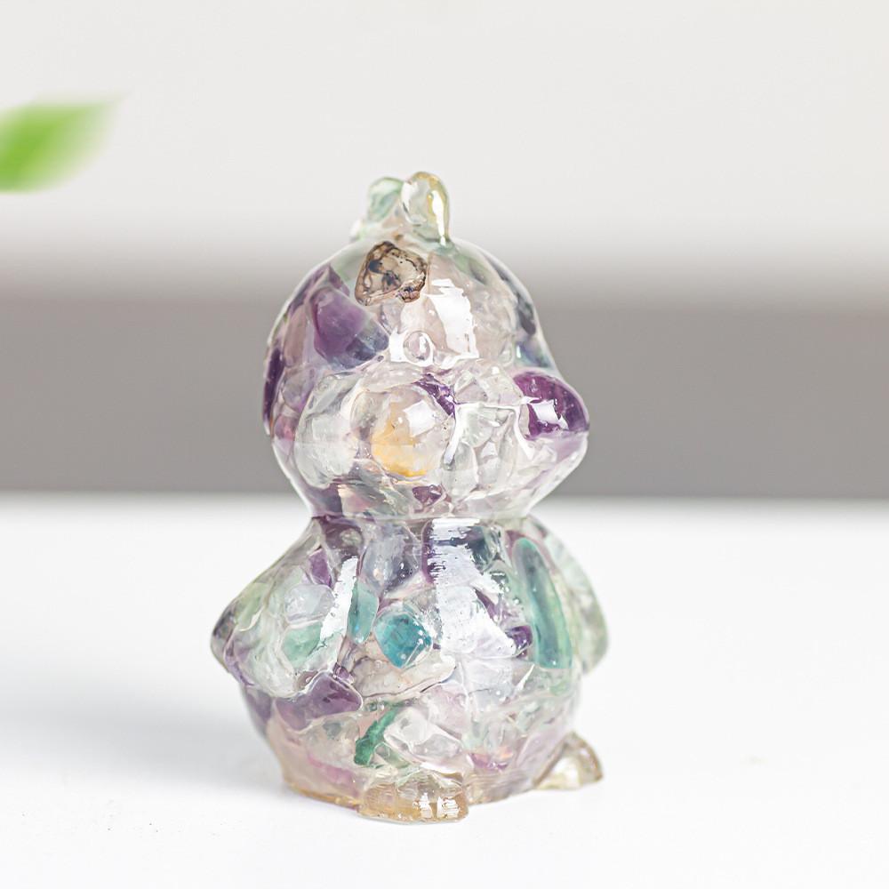 Zodiac Chicken Resin Craft Figurine With Crystal Filling For Home Decor And Gifting