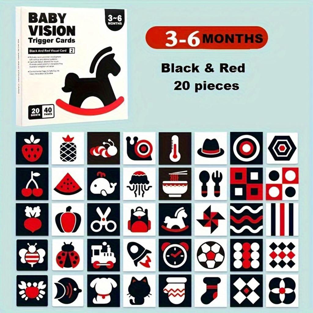 High Contrast Baby Cards, Color Baby Flashcards Newborn Toys, Suitable For Baby Visual Stimulation Brain Sensory Development
