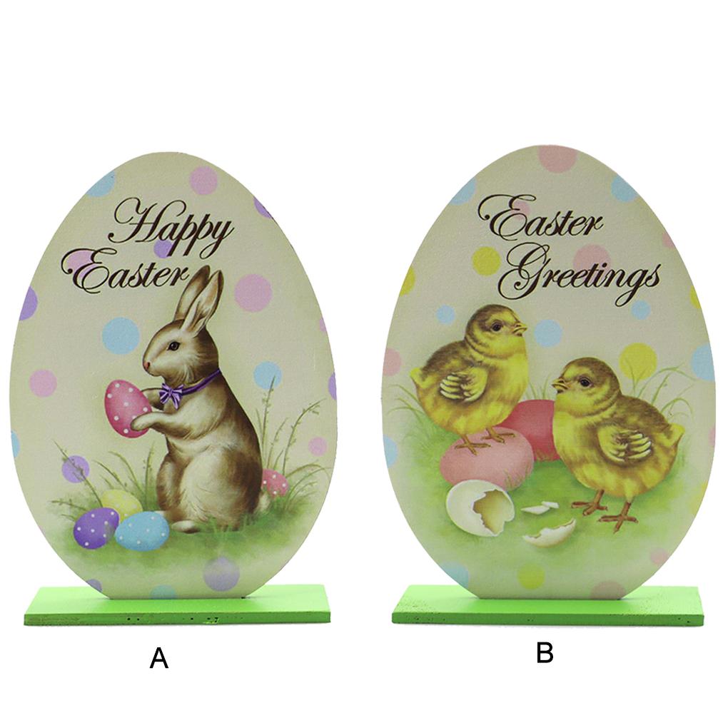 3 Sets Wood Ornaments Multicolor Easter Decorations Banner Accessories Cartoons Handy Installation Table Decor for Home Use