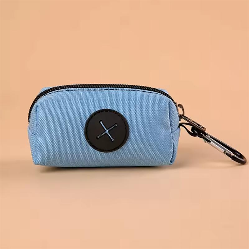 Portasacchetti per cacca di cane in tela, Dispenser per sacchetti per rifiuti animali domestici da esterno con clip a moschettone, Pochette per la raccolta dei rifiuti animali