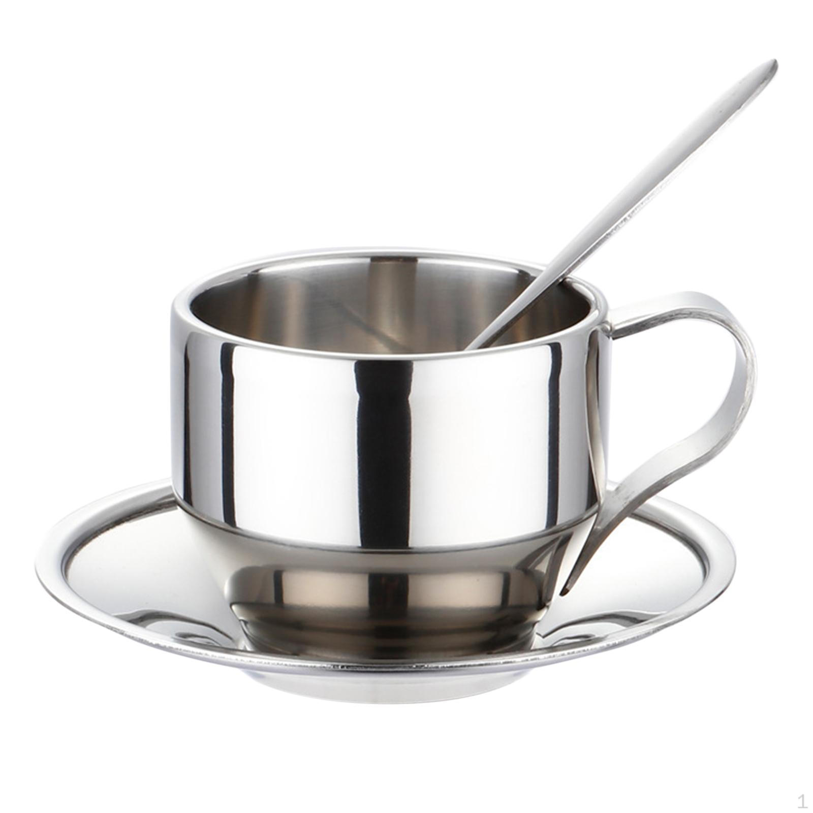 

Набор кофейных чашек из нержавеющей стали, молоко 120 мл, устойчивые прочные чашки для напитков с двойными стенками и