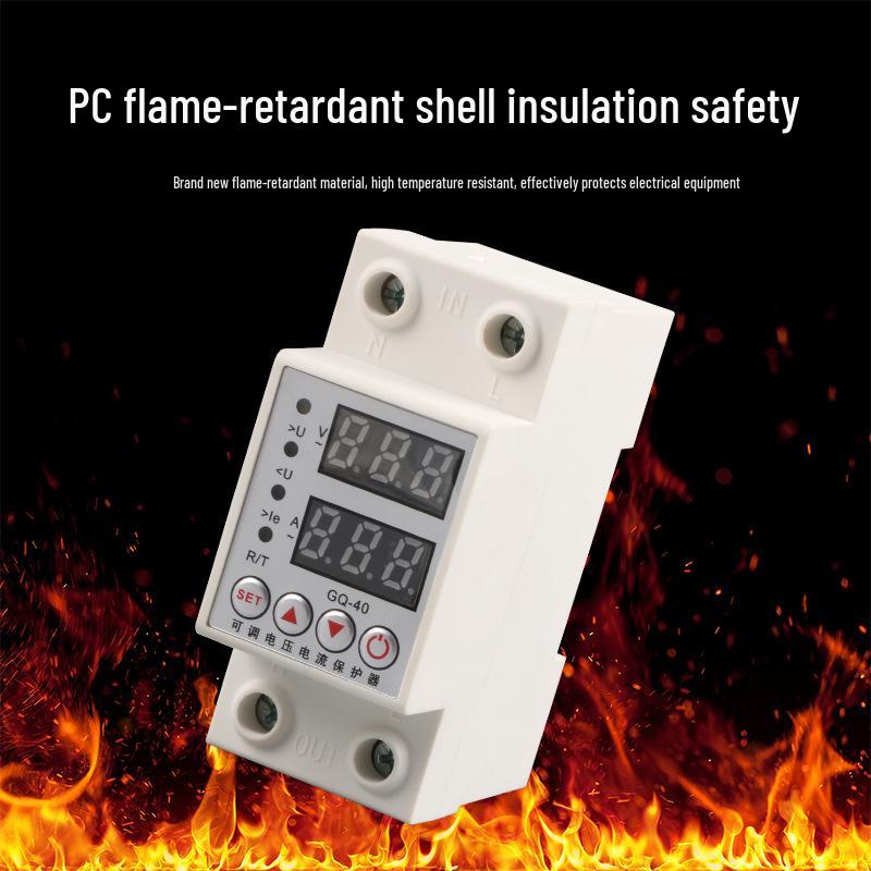 Dual Display Adjustable Current Protector with Over/Undervoltage, Overpressure, and Overload Protection