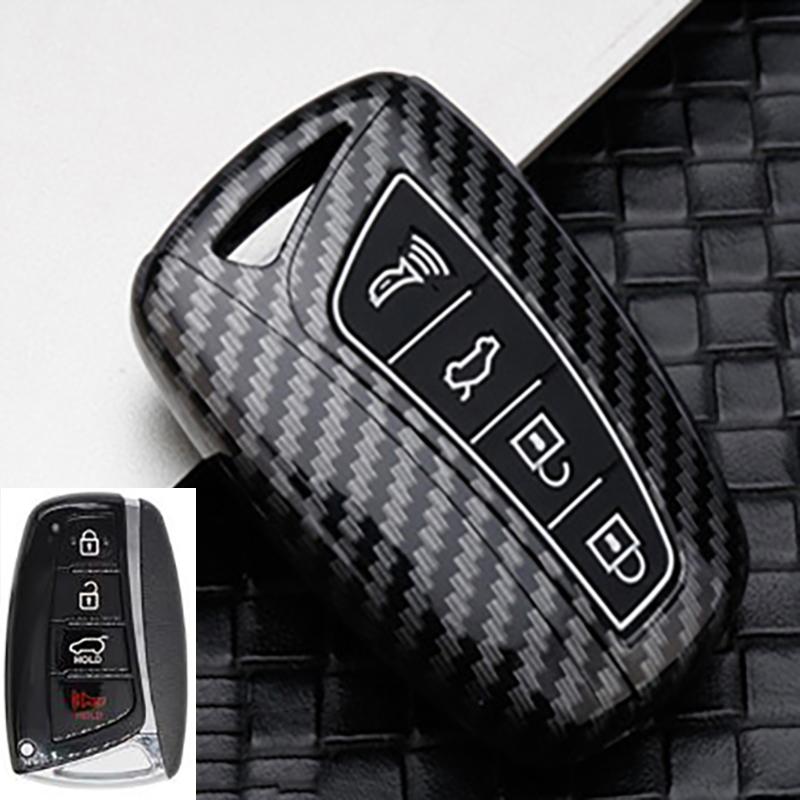 3/4 Buttons Carbon Auto Key Fob Cover Housing Fit For Hyundai Santa Fe Sport Ix45 Equus Centennial Genesis G80 Grandeur Azera 2013-