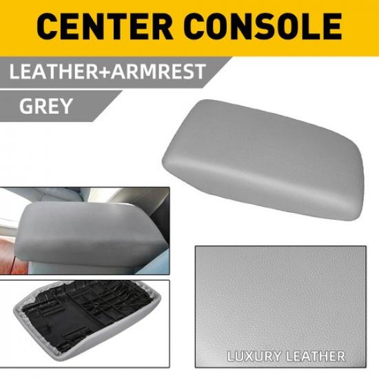 Fit Highlander Leather Toyota 2008-13 Armrest Center Box Cover Console Lid Gray