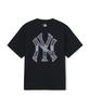 Emelbi Vintage Denim-Like Monogram Big Lux Oversized Short Sleeve T-Shirt Ny (Black)