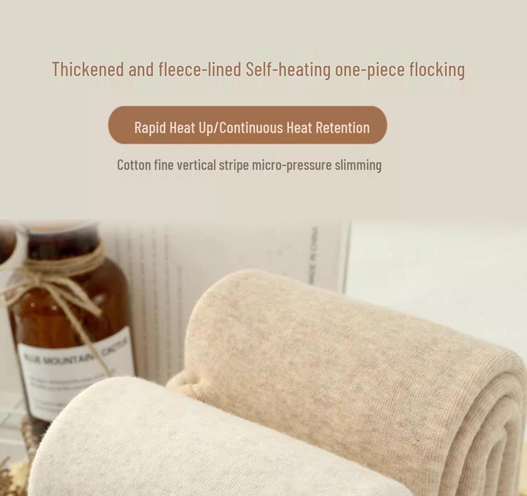 500g Combed Cotton Flannel-Lined Women's Vertical Stripe Leggings, Extra Long Warm Pantyhose for Autumn/Winter – Japanese Style