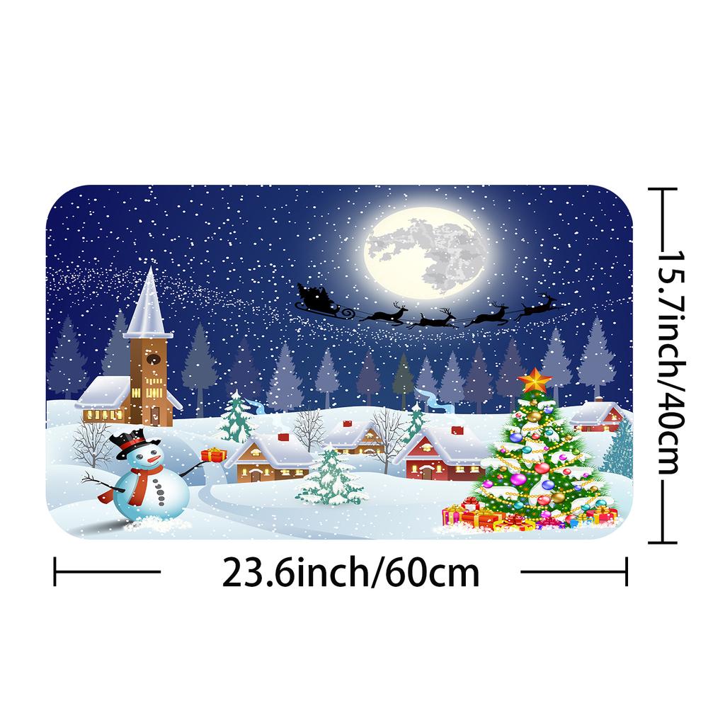 1Pc Waterproof Shower Curtain With Hooks Christmas Snow Scene Bathtub Curtain Soft Floor Rugs Non-Slip Bath Mat Bathroom Decor