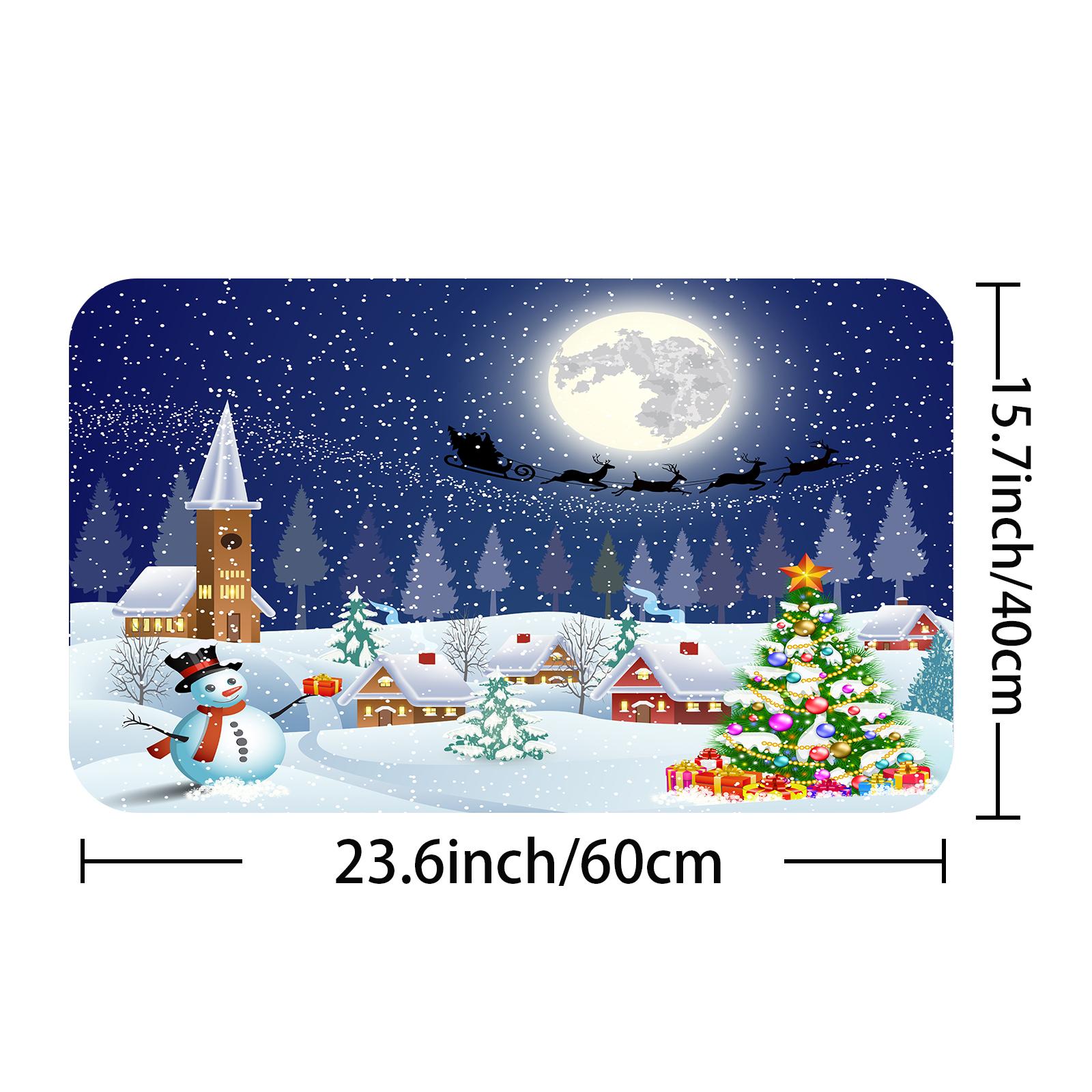 

1Pc Waterproof Shower Curtain With Hooks Christmas Snow Scene Bathtub Curtain Soft Floor Rugs Non-Slip Bath Mat Bathroom Decor W60H190(CM)-1 Pcs